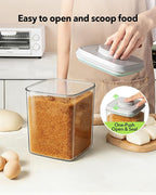Ankou Food Storage Container Sets, 2.8 Qt + 4.2 Qt *2 Airtight Canisters with Lids and 130ml Scoop, BPA-Free Plastic Pantry Containers for Flour, Sugar, Rice - Image 2