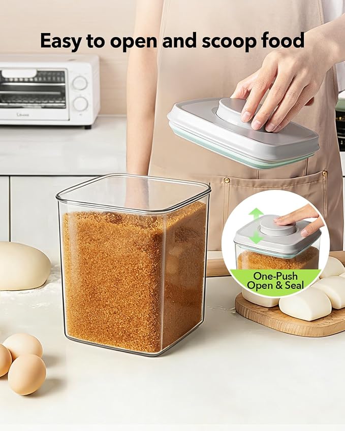 Ankou Food Storage Container Sets, 2.8 Qt + 4.2 Qt *2 Airtight Canisters with Lids and 130ml Scoop, BPA-Free Plastic Pantry Containers for Flour, Sugar, Rice - Image 2
