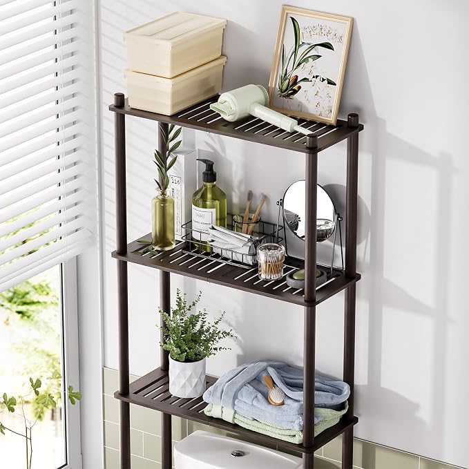 AmazerBath Bamboo Over The Toilet Storage Shelf, 3-Tier Over Toilet Bathroom Organizer Rack, Bathroom Shelves Over Toilet, Space Saver, Espresso - Image 3