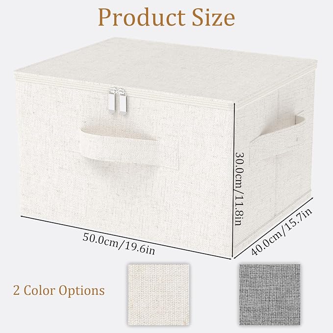 Underbed Storage Baskets with Lids,19.6x15.7x11.8in,Beige,2 Pack - Image 7