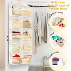 Over The Door Organizer 5 Tiers, Extra Large Behind Door Storage of 10 Compartments, 80 lbs Weight Capacity Hanging Storage Organizer with Clear Window Kids Toys, Shoes,Diapers, Braided Style - Image 6