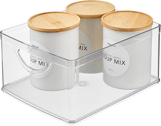 iDesign Plastic Stackable Kitchen Cabinet Storage Bin, Clear by iDesign