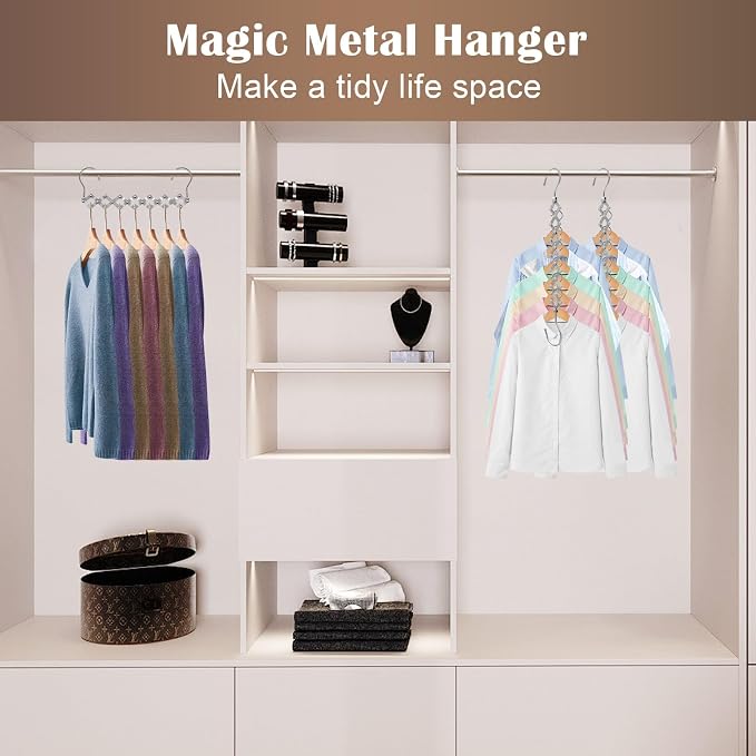 4 Pack Space Saving Hangers for Clothes: Extendable Metal Hangers - Image 8