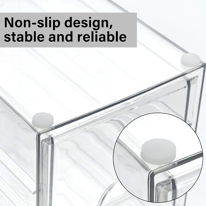 Prsildan Acrylic Drawer Makeup Organizer with 3 Drawers, Clear Stackable Storage for Baby Bottles, Craft, Jewelry & Hair Accessories, Multi-Use for Vanity, Countertop, Office Desk Organization - Image 5