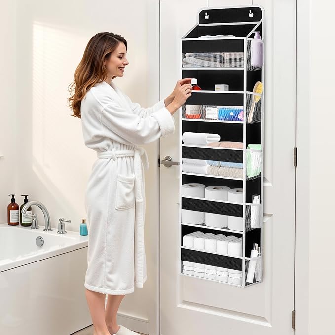 Over The Door Organizer Storage Large Capacity Hanging Bedroom Storage | 5 Shelves, 40 LB Capacity, Foldable Mesh Design, Clear Window, Sturdy, Large Storage Organizer for Nursery, Pantry & Closet - Image 5