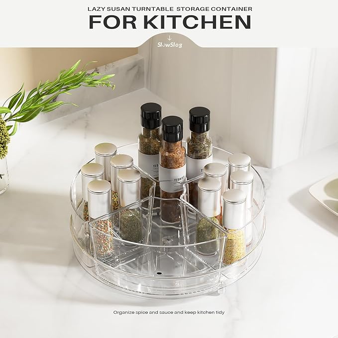 2 Pack Lazy Susan Organizer, 9 inch Rotating Storage Organizer with Bins - Image 5