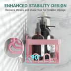 Veken Large Capacity Shower Caddy 6-Pack, No Drilling & Rustproof, Adhesive Shower Shelves with Soap Holder, Bathroom Organizers and Storage, Wall-Mounted Kitchen & Home Decor, Pink - Image 2