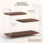 3-Tier Acrylic & Wood Bathroom Vanity Countertop Organizer Shelf - Image 2