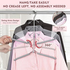 Space Saving Clothes Hangers,6 Tier Non Slip Shirt Hangers Closet Organizer | Space Saving Coat Hanger with Foam Padding,Closet Organizers and Storage for Shirts, Sweaters, Jackets, 3 Pack, Gray - Image 2
