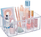 STORi 5-Compartment Clear Plastic Organizer | Rectangular Divided Makeup and Vanity Storage Bin and Office Desk Caddy | Scalloped Wall Design | Made in USA - Image 8