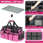 Cleaning Caddy Bag,Extra Large Cleaning Supplies Organizer with Handle for Housekeepers,Rose Red - Image 2