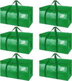 BALEINE 6-Pack Oversized Moving Bags with Reinforced Handles, Heavy-Duty Storage Tote for Clothes, Moving Supplies (Light Green, 6-Pack) by BALEINE