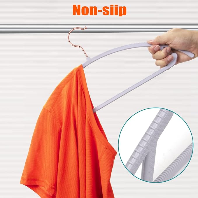 OIKA 50 Pack No-Bump Plastic Clothes Hangers, Black, Non-Slip, Space-Saving - Image 7