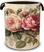 Vintage Peony Flower Laundry Basket,Foldable Oxford Laundry Hamper with Handles,Collapsible Clothes Storage Bucket Tote Bag for Laundry Room,Bathroom,Bedroom,Dorm by UIUPRO