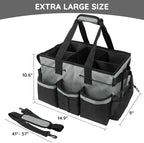 ZKOO Large Cleaning Caddy Bag with Handle, Built-in Sturdy Support Board, Adjustable Shoulder Strap, Multi-compartment Design Cleaning Supply Tote for Cleaners & Housekeepers (Gray) - Image 4