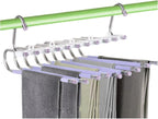 2Pack 9 Layers Foldable Pants Hangers Space Saving Trouser Hanger Multifunctional Trouser Rack Hanger Hanging Hole for Wardrobe Trousers Scarf Jeans (White) - Image 3