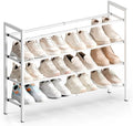 Bumusty 4 Tier Expandable Shoe Rack for Closet, White | 18"-33" Adjustable Shoe Rack for Entryway, Small Shoe Organizer for Dorm, Front Door, Sturdy Metal by BUMUSTY