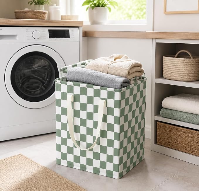 MAIZMZ 3 Pack Sage Green Storage Bins, 14.6"x12.6"x19.7" Waterproof Lining Laundry Baskets for Girls Room, Gifts - Image 3