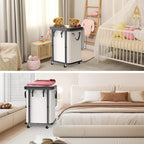 Laundry Basket with Wheels,150L Leather Patchwork Rolling Hamper Carts - Image 7