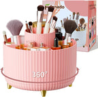 fanado 360° Rotate Makeup Brush Holder Organizer, Makeup Organizers Countertop, Makeup organization and Skincare Storage for Vanity, Desktop, Bathroom (Pink) by Unknown