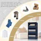 3-Shelf Hanging Closet Organizer and Storage, Foldable Hanging Closet Shelves Front Lip Design Washable Hanging Storage, Navy Blue - Image 7