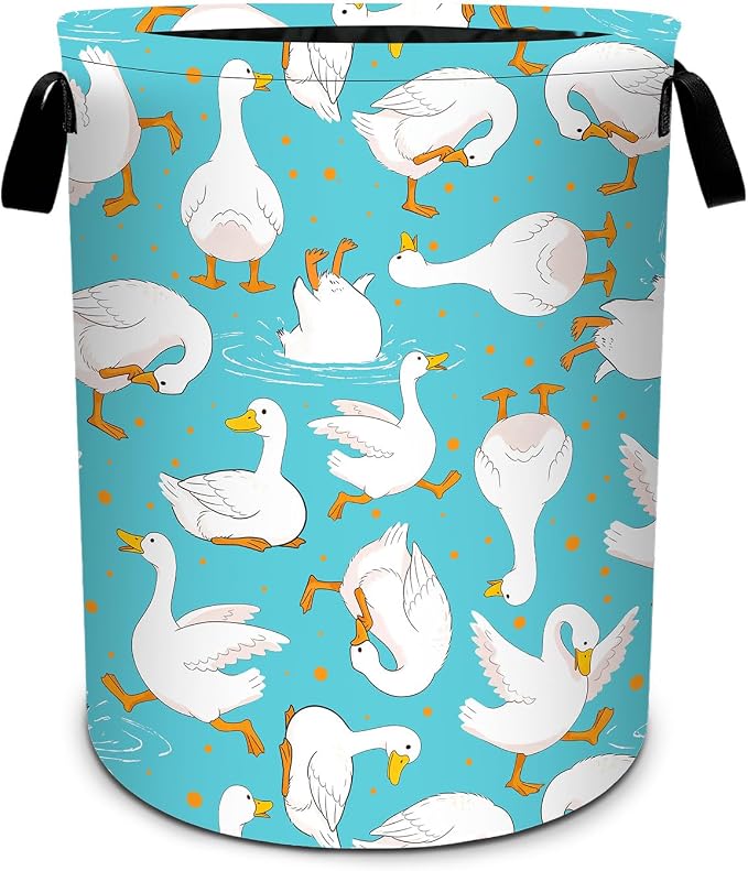 Ducks White Laundry Basket Foldable Laundry Hamper With Handles Clothes Storage Bucket Organizer Laundry Bag For Bedroom Bathroom Laundry Storage 19.6 x 15.7 by WtallasiSei