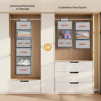 Hanging Closet Organizer 6-Shelf, Upgrade Closet Organizers and Storage with 5 Removable Drawers & 4 Side Pockets, Hanging Shelf Organizer for Bedroom or Garment Rack, 12.6'' x 12.6'' x 44.1'', Gray - Image 4