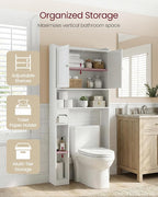 VASAGLE Over the Toilet Storage Cabinet, Doors, Adjustable Shelves, 31.1''W - Image 4