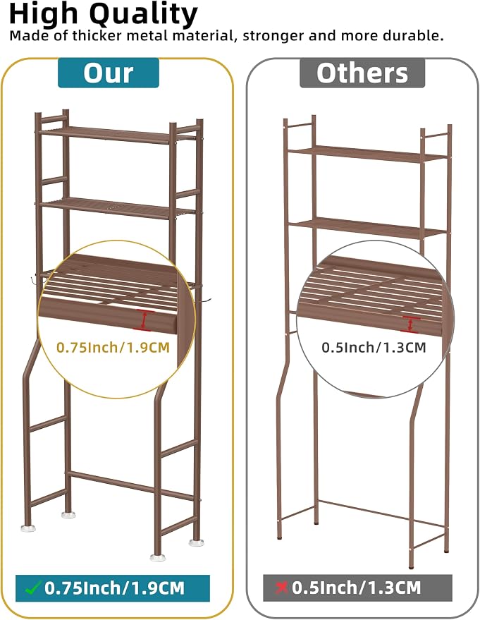 Livilord 3-Tier Over Toilet Storage, Freestanding, Bronze - Image 7