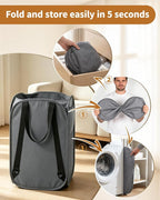 House Again 76L Laundry Backpack, 210D Oxford Heavy Duty Laundry Bag Backpack with Adjustable Shoulder Straps, Foldable Laundry Bag for College Dorm and Travel, Grey - Image 7