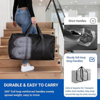 Extra Large Moving Bags, 4 Pack Black Oversized Storage Totes with Strong Zipper & Reinforced Full Loop Handles, Collapsible Storage Bags for Space Saving, for King/Queen Comforter, Blankets & Clothes - Image 3