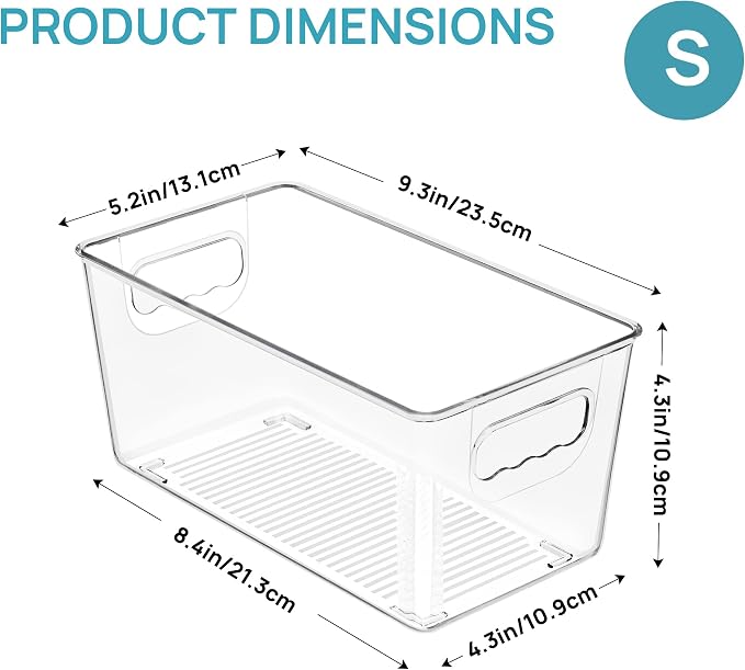 Vtopmart 6 Pack Clear Storage Bins, Pantry Storage Bins with Handle, Small - Image 2