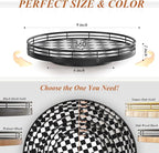 AMH 9-Inch Black and White Checkerboard Lazy Susan with Oak Base - Image 6