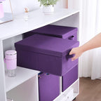 HOONEX Storage Bins with Lids for Organizing, Pack of 2, Storage Boxes with 2 Carry Handles and Sturdy Heavy Cardboard, 16.5" L x 11.8" W x 7.5" H for Shoes, Books, Clothes, Nursery, Dark Purple - Image 4
