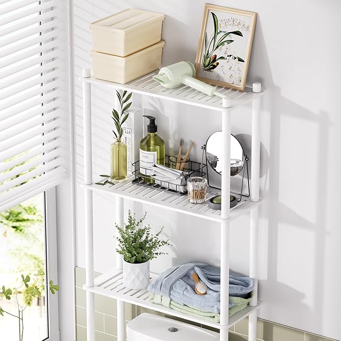 AmazerBath Bamboo Over The Toilet Storage Shelf, 3-Tier Bathroom Over Toilet Organizer Rack, Over Toilet Shelf, Space Saver, White - Image 3
