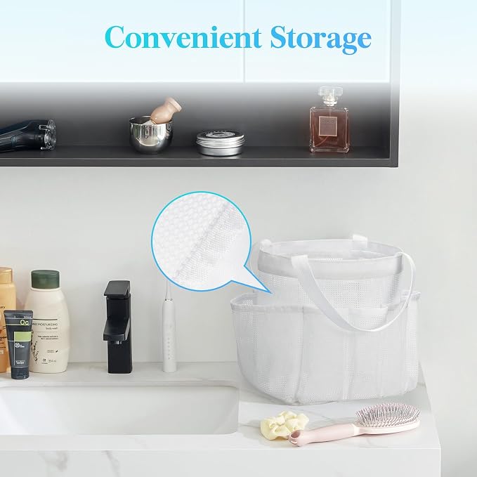 Lifewit Mesh Shower Caddy Portable, Dorm Room Essentials, 1 Pack, White - Image 3