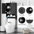 Vabches Over The Toilet Storage Cabinet with 2-Door Design Bathroom Organizers and Storage with Anti-Tip Device Over Toilet Organizer with Shelves for Bathroom,Restroom,Laundry Black - Image 4