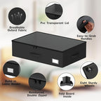 EE-RoomWorld Underbed Storage Bins with Wheels, No Assembly Required - 7.5 inch height Black Large Capacity Rolling Underbed Containers for Shoes, Dorm under bed storage drawers - Image 4