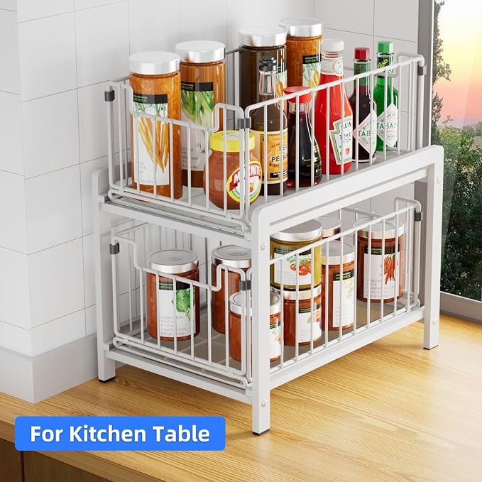 2-Tier Pull Out Cabinet Organizer, Slide Out Under Sink Organizer - Image 7