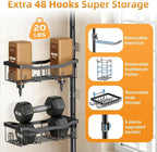 Shower Caddy Corner, 6 Tier Tension Pole Rod Bathroom Organizer Shelves, Adjustable Bathtub Shampoo Stand Rack with Towel Rack 2 Holders for Inside Shower Storage, 47-122 Inch, Black - Image 3