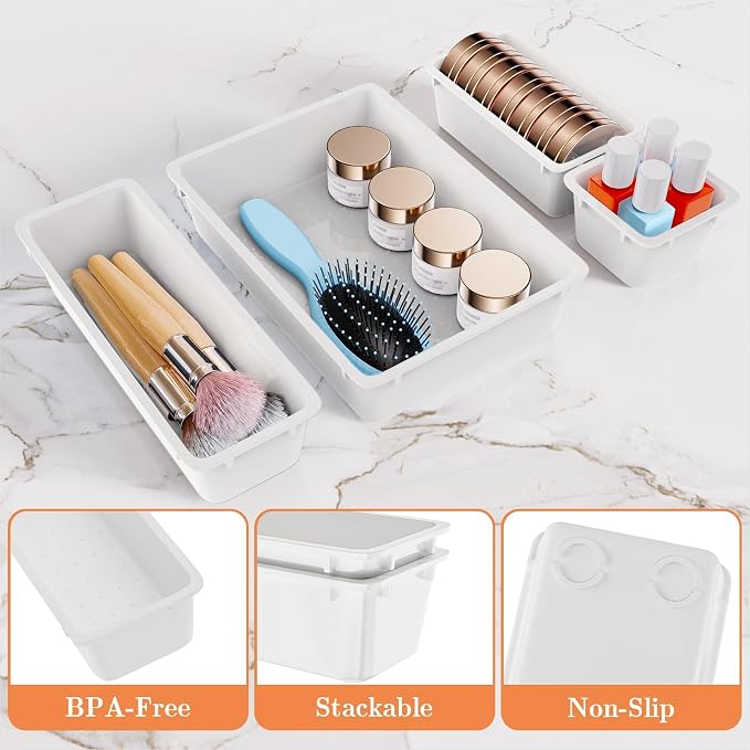 SpaceHacks 25 PCS Plastic Drawer Organizer, 4-Size Versatile Organizer Trays & storage Bins - Image 3