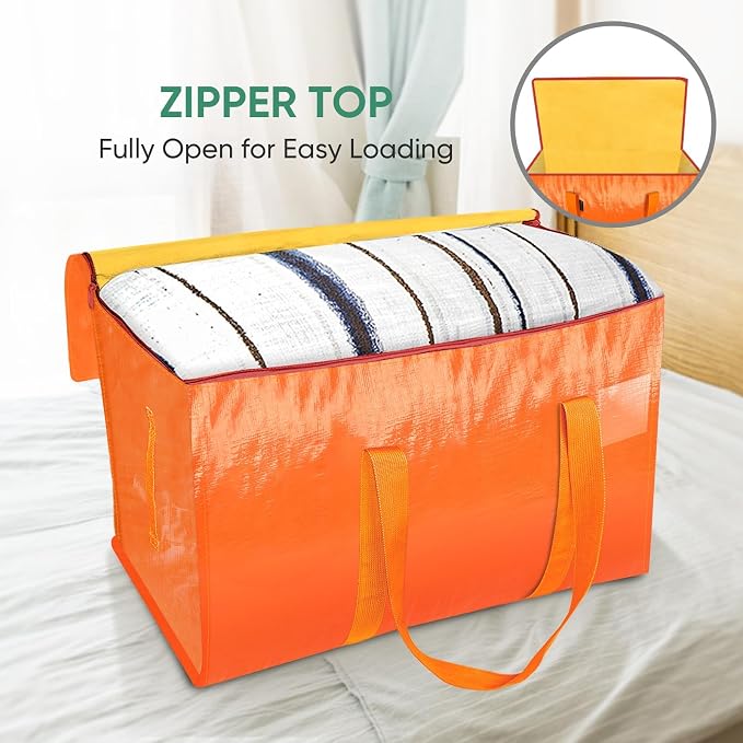 BALEINE 6-Pack Oversized Moving Bags with Reinforced Handles, Heavy-Duty Storage Tote for Clothes, Moving Supplies (Orange, 6-Pack) - Image 5