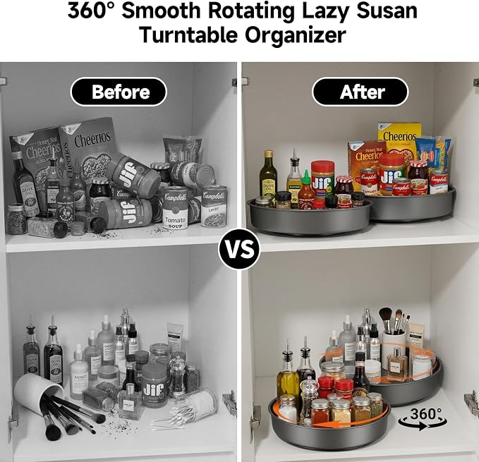 2PCS 9.8" Black Metal Lazy Susan Turntable Organizer - Image 5