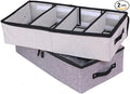 AARAINBOW 2 Packs Foldable Under Bed Clothes Organizer with Lids, Underbed Storage Container with Adjustable Dividers, UnderBed Storage Bins with Handles and Clear Window (Gray+Light Gray) by AARAINBOW