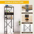 Over The Toilet Storage with Adjustable Wooden Shelves and 2 Fabric Drawers, 4-Tier Over Toilet Bathroom Organizer, Small Freestanding Storage Shelf for Toilet Paper, Towels, Toiletries - Image 6