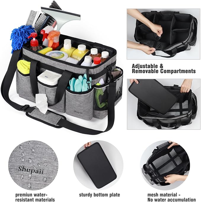 Wearable Cleaning Caddy Bag, Cleaning Caddy Supplies Organizer with Handles for Cleaners & Housekeeper, Under Sink & Car Cleaning Tool Organizers Bag with Adjustable Shoulder Strap&Waist Belt - Image 4