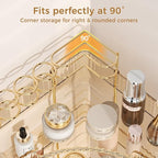 BEFSOP Corner Bathroom Counter Organizer, Upgraded 2-Tier Makeup Organizer Countertop with Makeup Brush Holder, Skincare Exquisite Vanity Organizers Countertop Bathroom Storage Dresser(GOLD) - Image 7