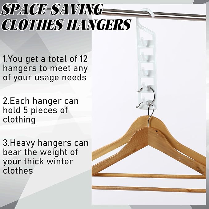 8 Pcs Space Saving Hangers for Clothes, Heavy Duty Plastic Space Saver Vertical Hanger, Closet Storage Organizer, College Dorms & Storage Closet Organizer for Shirts Pants Jeans - Image 3