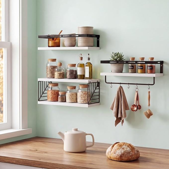 Fixwal Wall Mounted Bathroom Shelves Over Toilet (3+1 White) - Image 7
