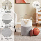 Artfeel Laundry Basket,Woven Cotton Rope Laundry Hamper,40L for Decorative Storage of Dirty Clothes,Toys and Blankets in Bathroom,Baby Room and Living Room - Image 6